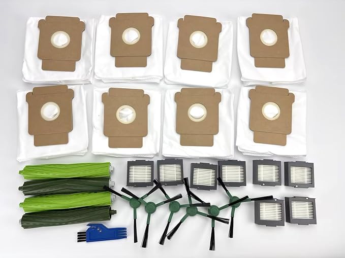 Accessories Kit for iRobot Roomba Max 705 Vac/Plus 504 Vac Robot Vacuums, 4 Roller Brushes, 8 Dust Bags, 6 Side Brushes, 8 Filters, 1 Cleaning Tool, Replacement Parts Spare Replace Attachments