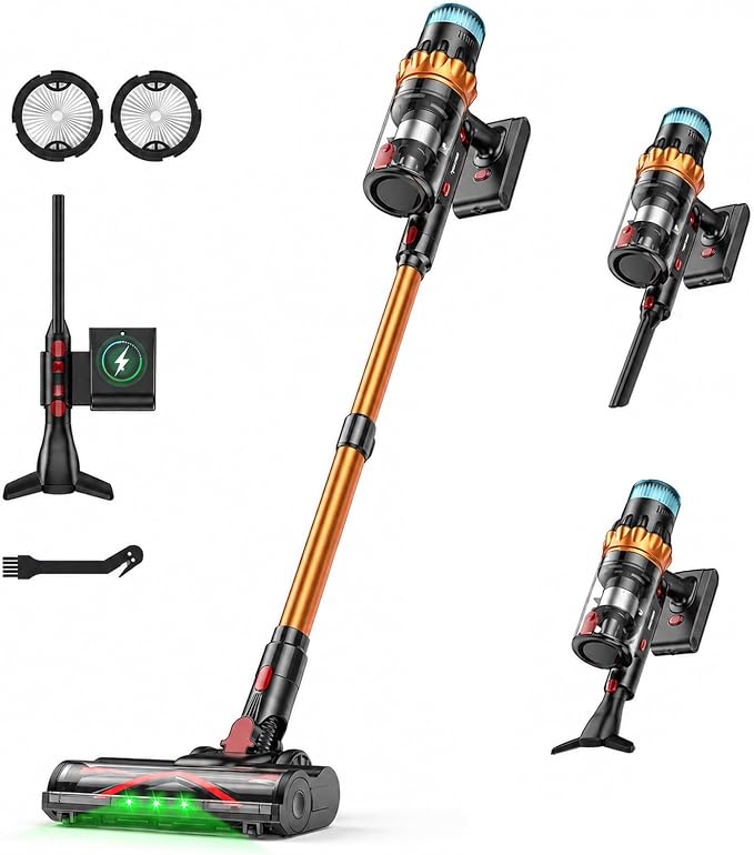 Cordless Vacuum Cleaner, 58KPA 650W 70Mins Stick Vacuum with LED Touchscreen, 3+Smart Modes, Anti-Tangle & 8-in-1 Filter, Self-Standing Cordless Vacuum for Home/Pet Hair/Carpet/Hardwood Floor