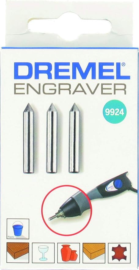 Dremel 9924 Carbide Engraving Points, 3 Engraver Accessories for Multipurpose Engraving