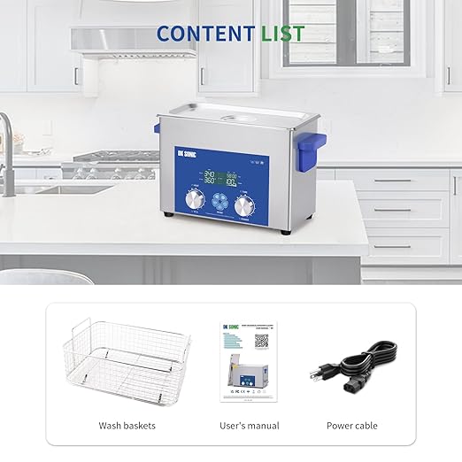 DK SONIC Ultrasonic Cleaner 4L 120W, Ultrasonic Jewelry Cleaner with Intelligent Mechanical Timer, Heater &Power Adjustable Function for Glasses, Necklaces, Watches Cleaning