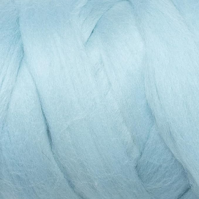 Colored Natural Wool roving, 1 lb. Best Wool for Needle Felting, Wet Felting, handcrafts and Spinning. (Light Blue, 1 lb)
