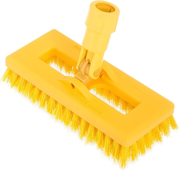 SPARTA 3638831EC05 Polyester Rectangle Scrub Brush, Floor Brush, Cleaning Brush With Swivel Head For Cleaning, 8 Inches, Yellow
