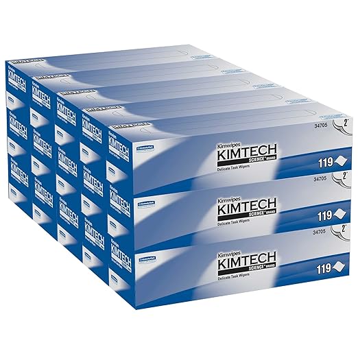 Kimtech 34705 Kimwipes Delicate Task Wipers, 2-Ply, 11 4/5 X 11 4/5, 119/box, 15 Boxes/carton