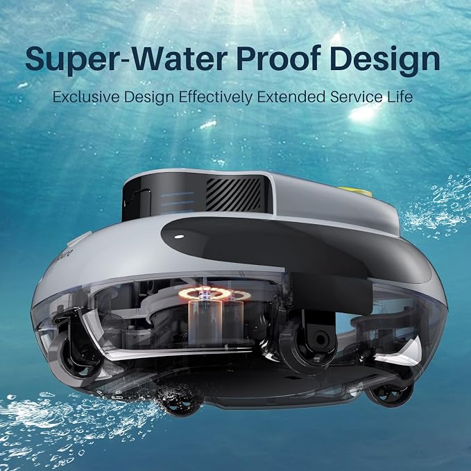 PoolPure Aquaguard SE II Cordless Robotic Pool Cleaner with 5000mAh Large Battery, 120-Min Operating Time, Adjustable Path Options for Above-Ground Pools and More (Grey-Yellow)
