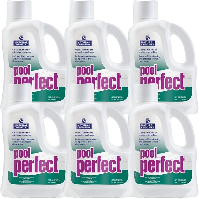 Natural Chemistry Pool Perfect, 3 Liter, 6 Pack | Reduce Scum Lines and Filters Cleanings, Ensures Crystal Clear Water, Compatible with All Sanitizing Systems