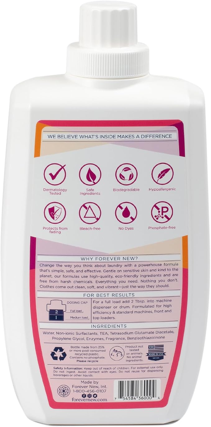 Everyday Liquid Laundry Detergent | Pure Fresh Scent | Hypoallergenic | Enzymed-Based | Odor Control | 60 fl oz