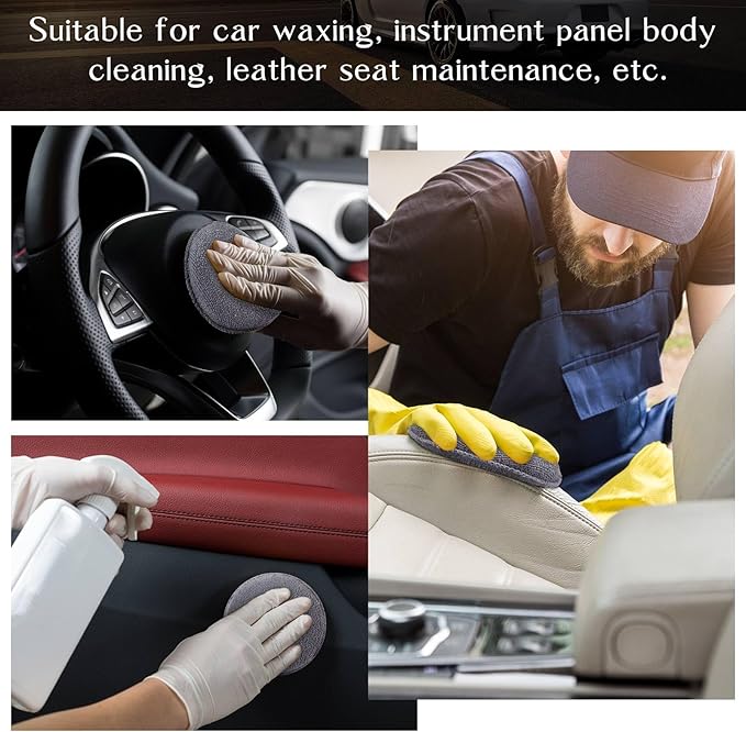 Tanlade 100 Pcs Car Detailing Microfiber Applicator Pad Wax Applicator Wash Microfiber Pads, 5 Inch Diameter (Grey)