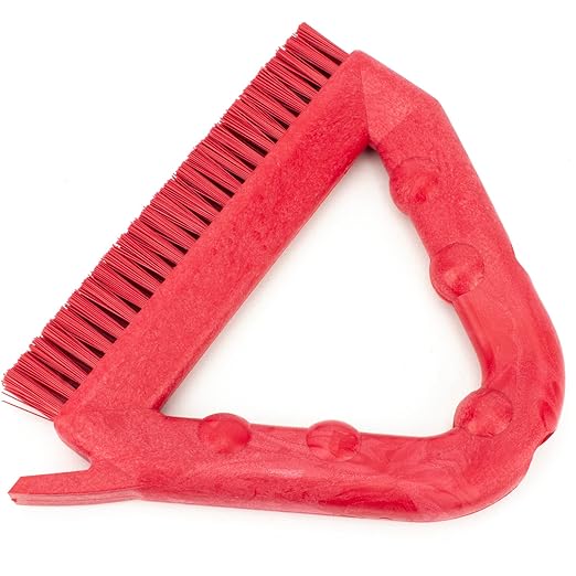 SPARTA Plastic Commercial Grout Brush, Triangle-Shaped Scrub Brush with Scraper and Two Threaded Holes for Attaching Handle (Sold Separately), 9 x 7 x 7 Inches, Red