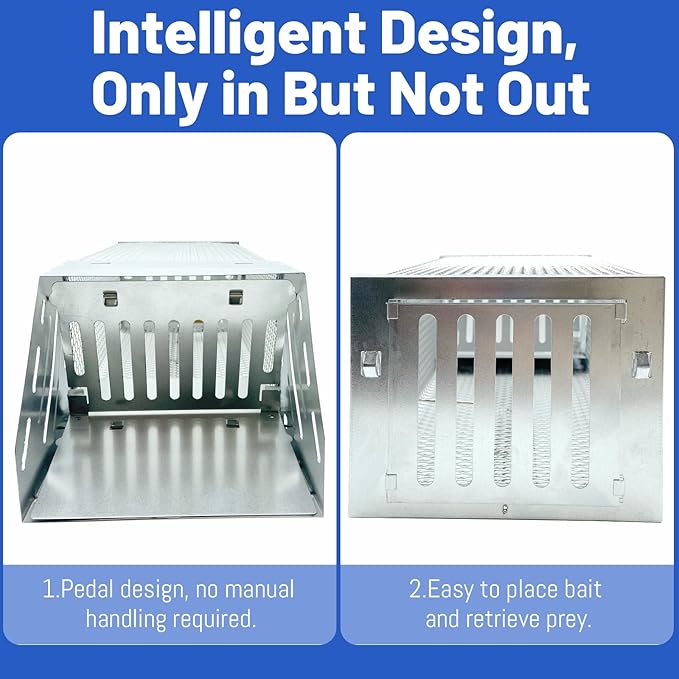 Humane Rat Trap, Automatic Cycle Mouse Trap, No Kill Live Mouse Catch, Mice Trap Cage for Indoor and Outdoor Small Animal - Mouse Voles Hamsters Live Cage Catch and Release (Rat Trap B)