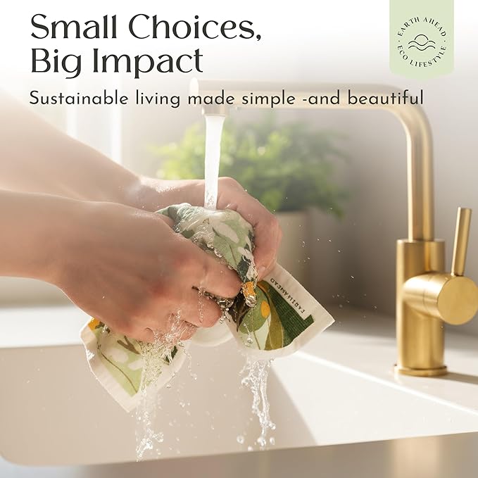 Swedish Dishcloths – Classic Botanical Floral Designs – Reusable Compostable Cellulose Sponge Cloth – Eco-Friendly Paper Towel Alternative 3 Pack