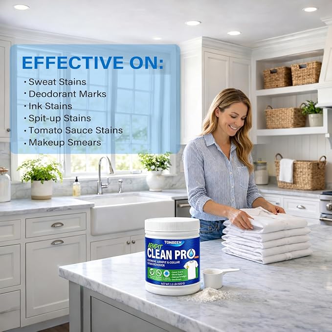 Oxygen Laundry Powder, Sweat & Deodorant Armpit Stain Remover for Clothes, Hyper Concentrated & Suitable for Multi-Stain, Yellow Oil Spot Tough Stain Build Up Remover - Gentle On Fabrics