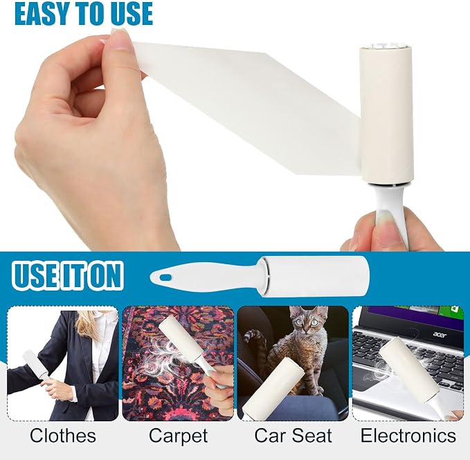 Hushee 100 Pack Mini Lint Rollers for Travel, 3000 Sheets Portable Travel Size Lint Roller Bulk Small Pet Hair Remover for Couch Furniture Clothes 5.9 x 1.1 (White)