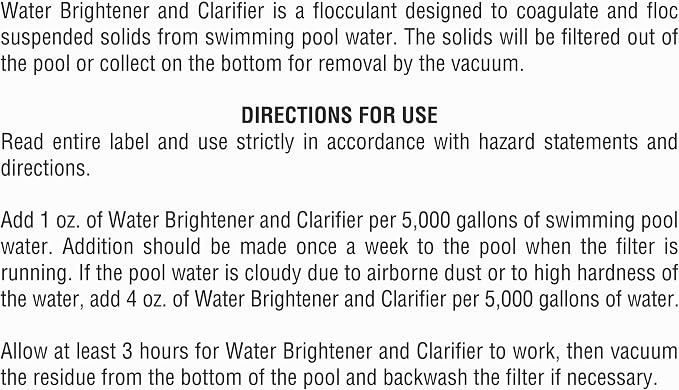 Robelle 1-Quart 4-Pack Premium Water Brightener and Clarifier, Pool Clarifier, Made in USA