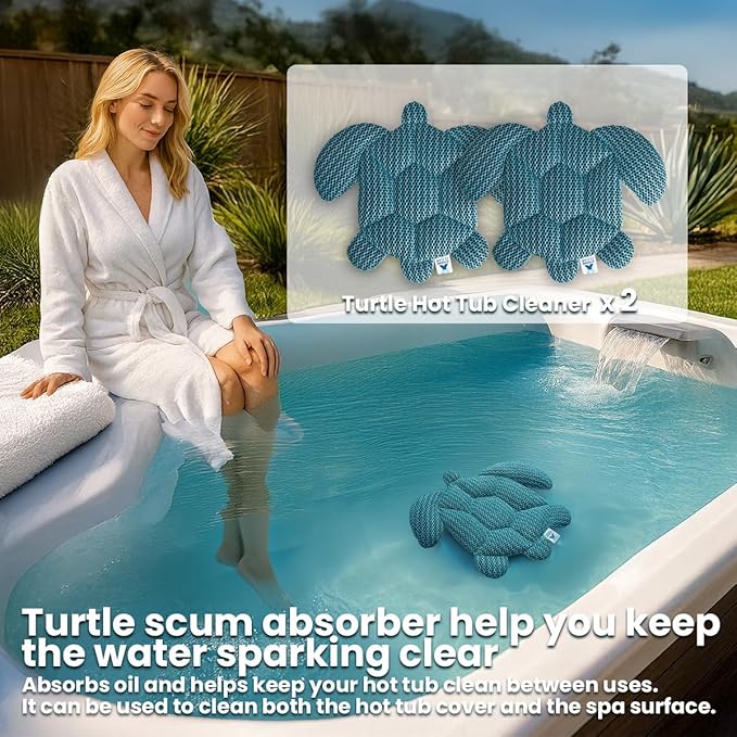 Hot Tub Scum Absorber for Spa & Pool – Oil Absorbing Clean Pad, Hot Tub Accessories for Adults, Scum Remover for Hot Tub Cleaner, Spa Scum Sponge for Oil, Foam (Turtle)