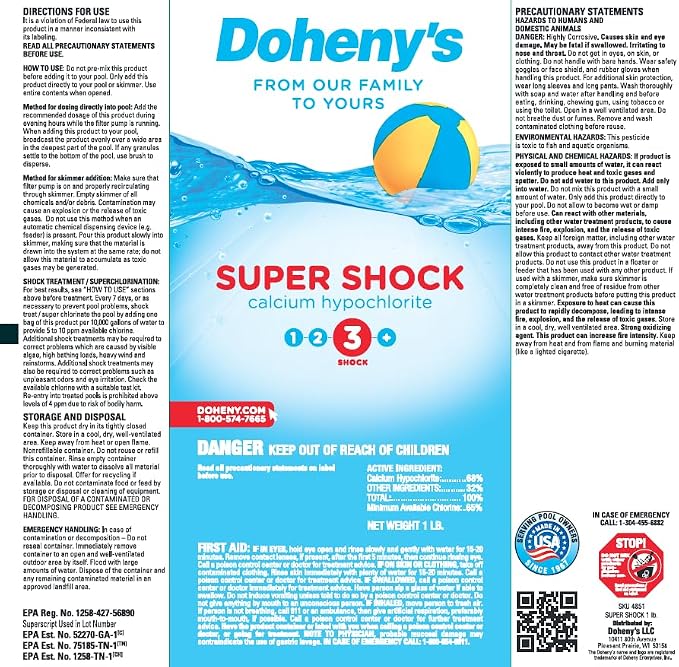 Doheny's Super Pool Shock 12 x 1 Lb Bags