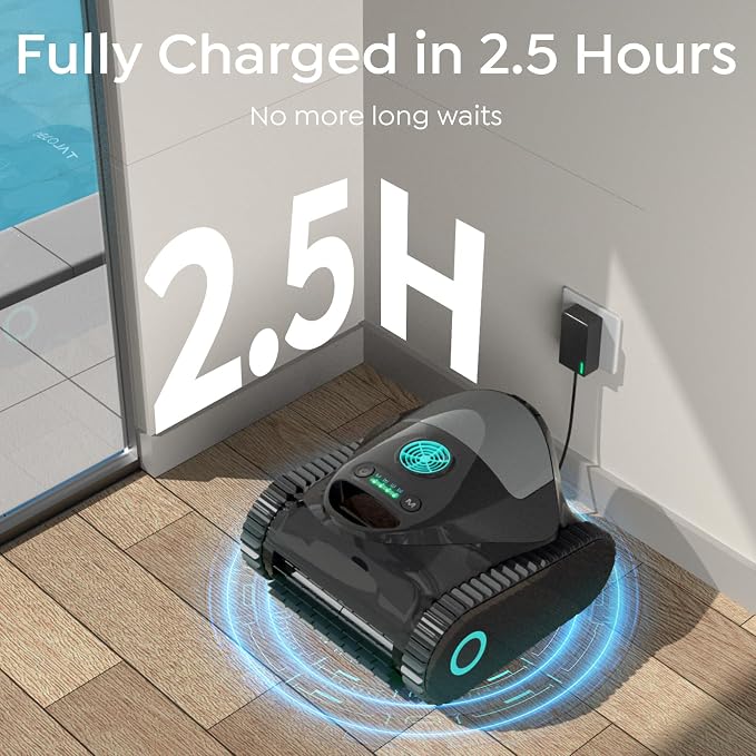 (2026 Upgrade) BRINBO C1 Robotic Pool Cleaner with 180 Mins, Pool Vacuum for Inground Ground Pools up to 1615 sq.ft, Smart Routing, Wall Climbing, Dual Filtration, with APP, Multi-Mode (Glossy Black)