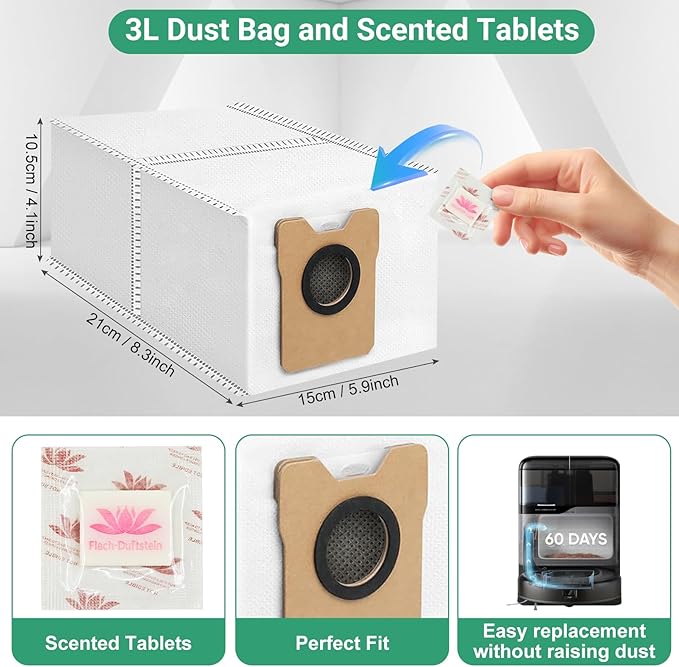 Replacement Kit for Eufy C10 Robot Vacuum – Includes: 2 Main Brushes, 4 Filters, 6 Side Brushes, 6 Dust Bags, 6 Scented Tablets, 1 Cleaning Brush & 1 Screwdriver