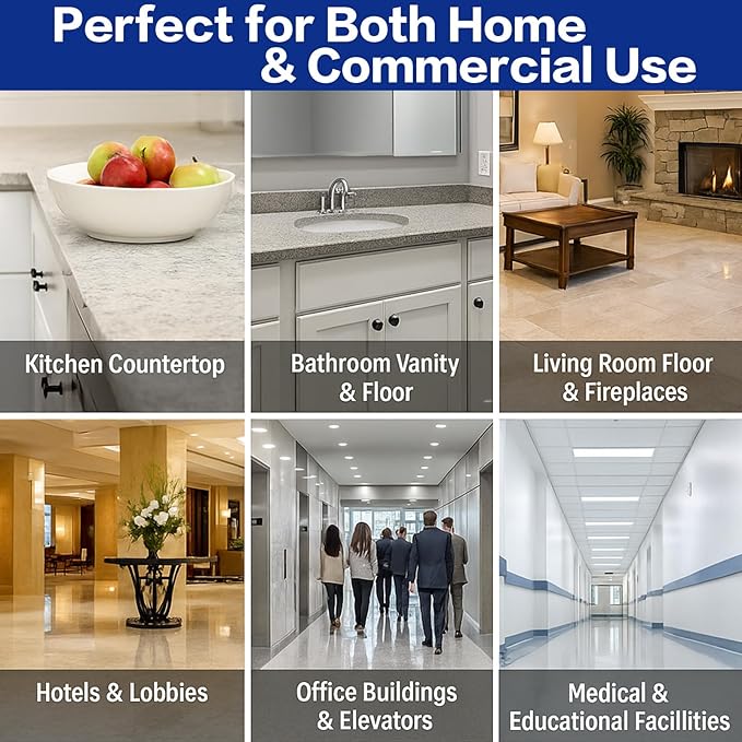 Professional Marble & Granite Polishing Paste – Quartz Countertop Cleaner, Stone Sealer & Protector for Floors & Walls – Scratch Removal, Gloss Restorer & Multi-Surface Care (2.2LB)