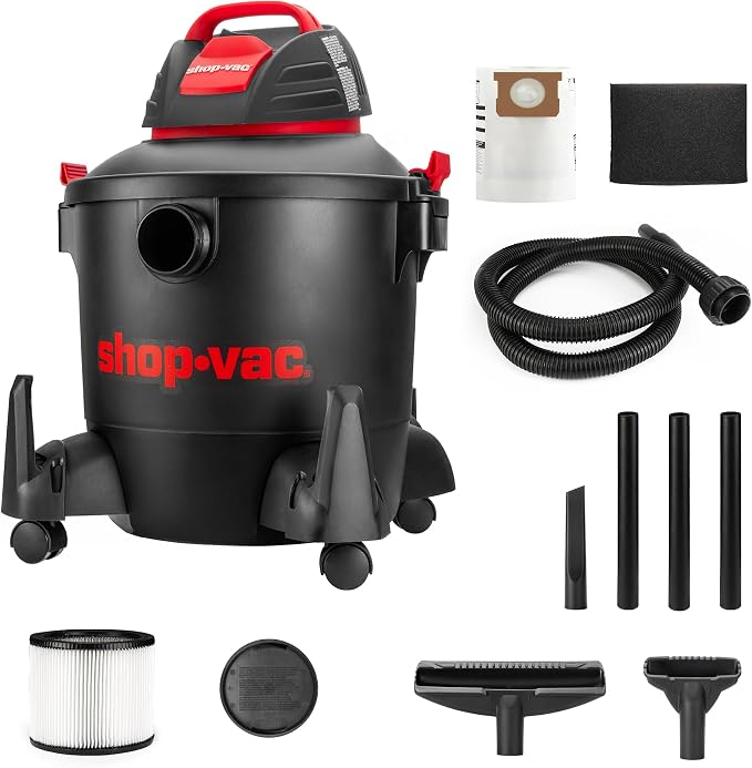 Shop-Vac 5922805 Wet/Dry Vacuum, 8 Gallon, 4.5 Peak HP, 1.25 Inch Diameter x 7 Foot Hose, 6 Foot Cord, Ideal for Jobsite, Garage, Workshop & Home