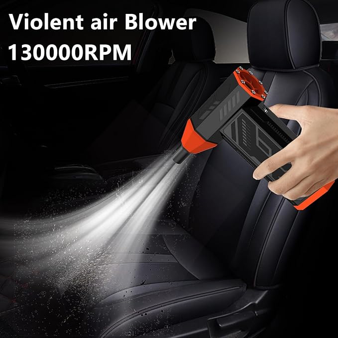 Hair Driers, 130000RPM Electric Air Duster for PC&Keyboard Cleaning,4-Speed Cordless Turbo Fan Rechargeable Reusable Compressed Air Blaster