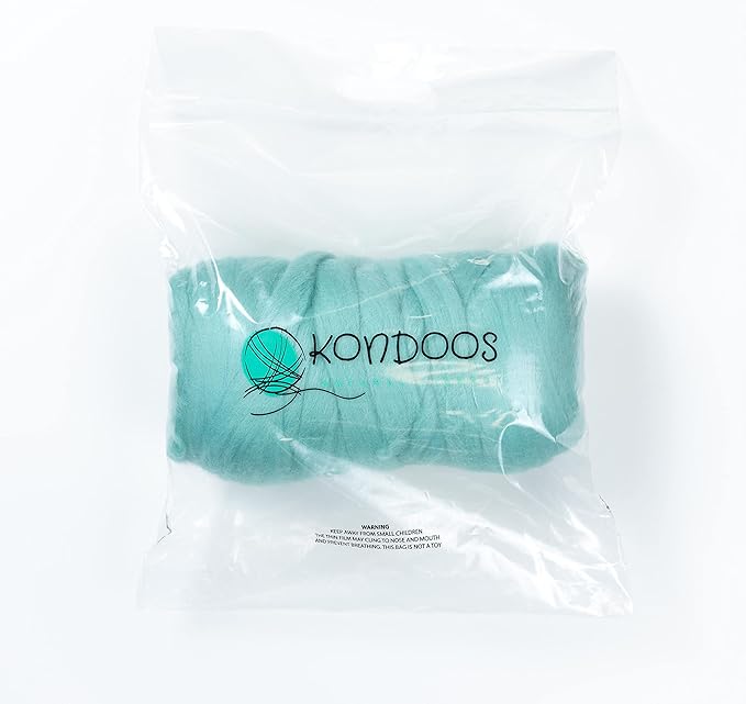 Colored Natural Wool roving, 1 lb. Best Wool for Needle Felting, Wet Felting, handcrafts and Spinning. (Acqua, 1 lb)