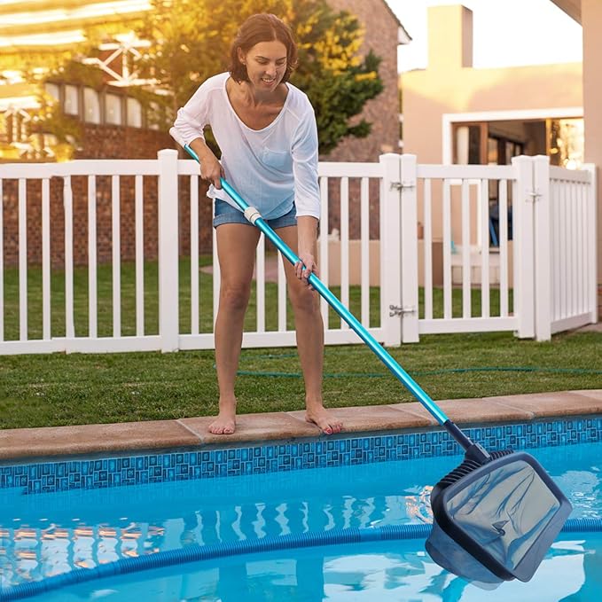STARGOODS 20" Pool Skimmer Net - Heavy-Capacity Deep Bag Leaf Rake for Inground & Above Ground Pools - Fine Mesh Catches Leaves, Pet Hair & Debris - Pool-Safe Rounded Edges - Fits Standard Poles, Blue