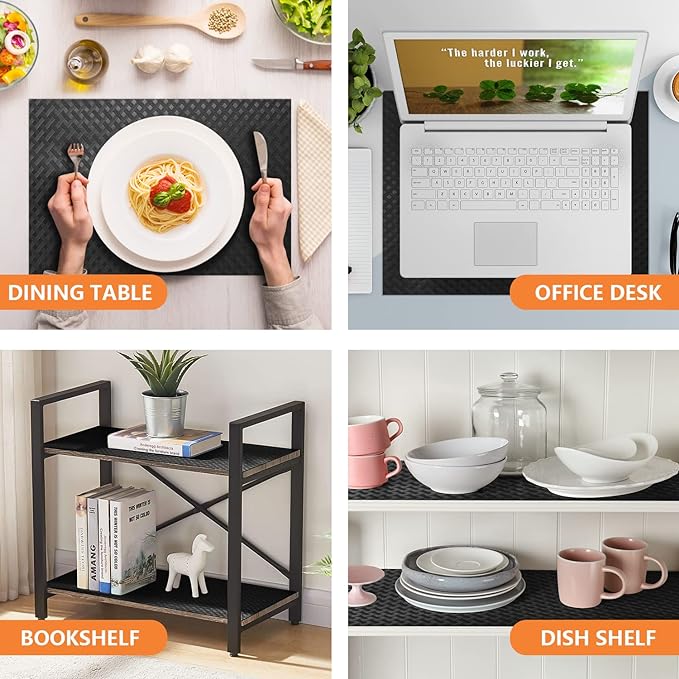 Shelf Liners for Kitchen Cabinets Refrigerator Liners Waterproof & Oil-Proof Kitchen Cupboard Liner Non-Slip Drawer Mats EVA Non Adhesive Fridge Liner for Shelves - Black 11.8 x 118 Inch
