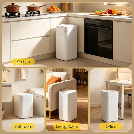 Dyna-Living Automatic Trash Can, 8 Gallon Self Sealing & Self-Changing Touchless Garbage Can Motion Sensor Trash Can, Smart Trash Bin with Automatic Lid for Kitchen Bathroom Office
