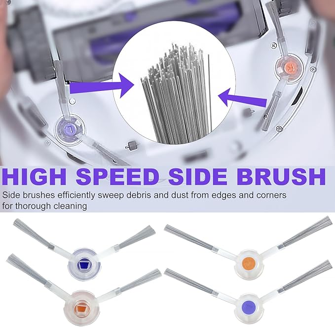 Replacement Accessories Compatible with Narwal Freo Z Ultra Robot Vacuum Cleaner, 2 Main Brush, 6 Hepa Filter, 6 Dust Bags, 8 Mop Pads, 8 Side Brushes,2 Baseboard Rag