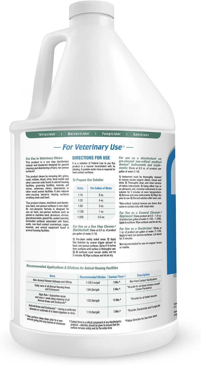 REScue One-Step Disinfectant Cleaner & Deodorizer, For Veterinary Use, Animal Shelters, Pet Foster Homes, Kennels, Litter Box, Concentrate, 1-Gallon (Pack of 4)
