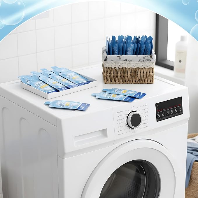 Loopeer 50 Pcs Individual Travel Laundry Detergent 0.88 oz Portable Liquid Detergent Packets for Sink Washing Travel Size Single Use Liquid Soap for Dorms Hotels Hostels Essentials Cleaning