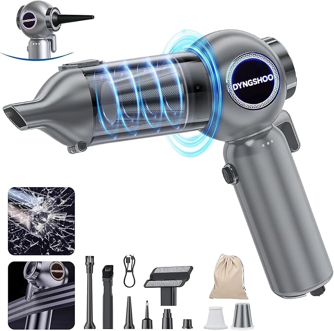 Brushless Handheld Car Vacuum (Equipped with a one-Touch Window Breaker and Seatbelt Cutter )25000Pa Ultra-Strong Suction Ultra-Lightweight Mini Portable Vacuum Cleaner ,For Car ,Home (Grey)