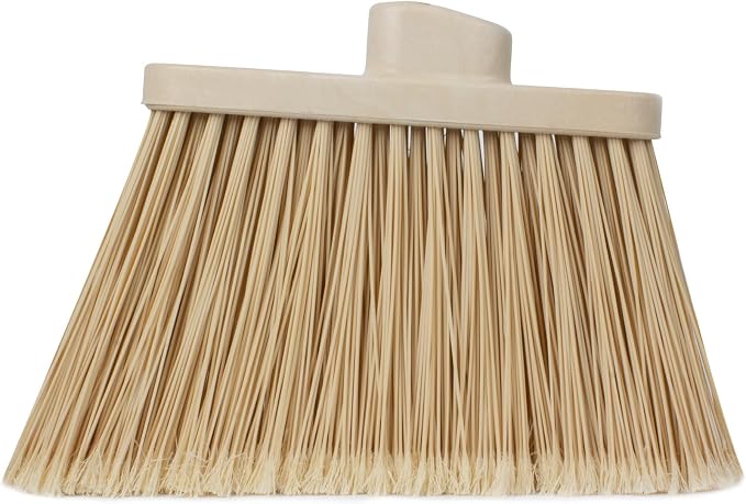 SPARTA Plastic Broom Head, Angled, Flagged for Small Debris Indoor, Outdoor, Home, Restaurant, Lobby, Office, 12 Inches, Tan, (Pack of 12)