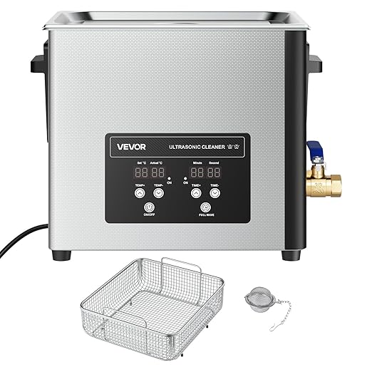 VEVOR 15L Ultrasonic Cleaner, Professional Ultrasonic Cleaner Machine with Cleaning Basket & Digital Display, 240W Stainless Steel 40kHz Industrial Cleaning Machine for Parts, Carburetors, Instruments
