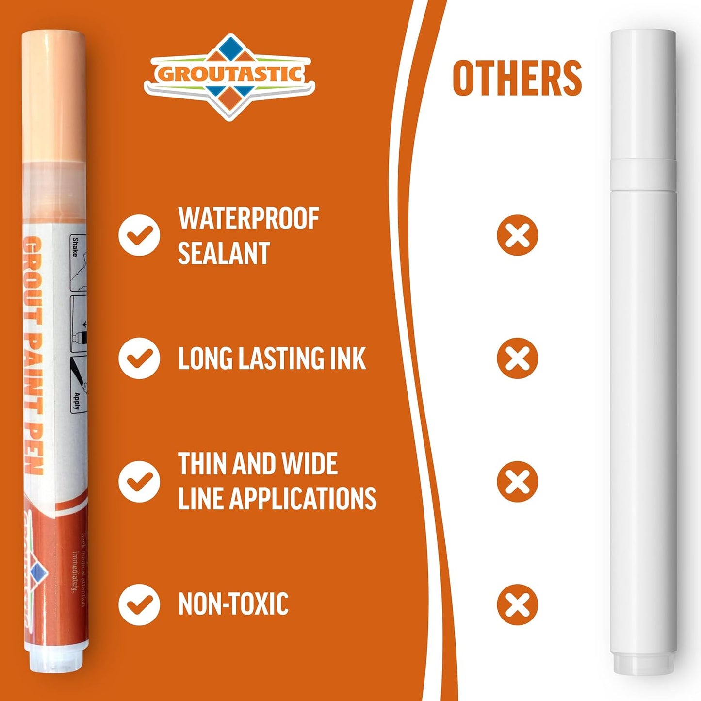 Grout Pen Light Beige – Tile Grout Colorant & Sealer Pen for Bathroom, Kitchen & Shower – Water-Based, Low Odor, Quick Dry, Easy DIY Grout Repair & Touch Ups