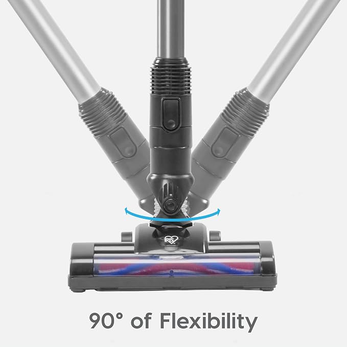 IRIS USA Cordless Cyclone Vacuum Cleaner w/Motorized Brush Head, Stand Base & 4 Attachments, 60K RPM Suction Stick, Rechargeable Battery, 35-Min Runtime, for Hard Floors, Rugs, Carpets, Home & Office