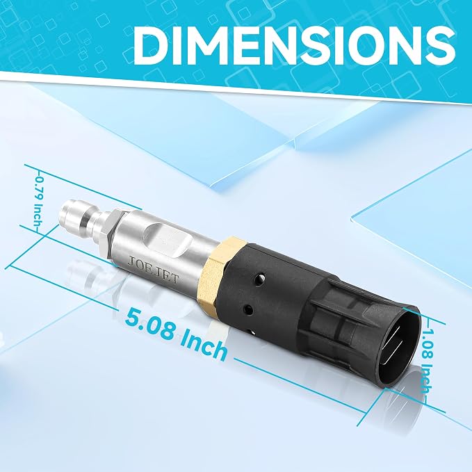 JOEJET Adjustable Downstream Soft Wash Nozzle, Twist Nozzle Range 0 to 60 degree, 1/4 Inch Quick Connect, 3-7 GPM
