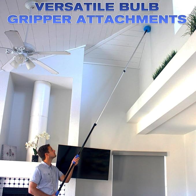 28FT Reach Telescopic Extension Pole, 5-20FT Multi-Purpose Extendable Pole with Universal Twist-on Metal Tip, Lightweight Sturdy Aluminum Paint Roller Extension Pole for Dusting Painting Cleaning