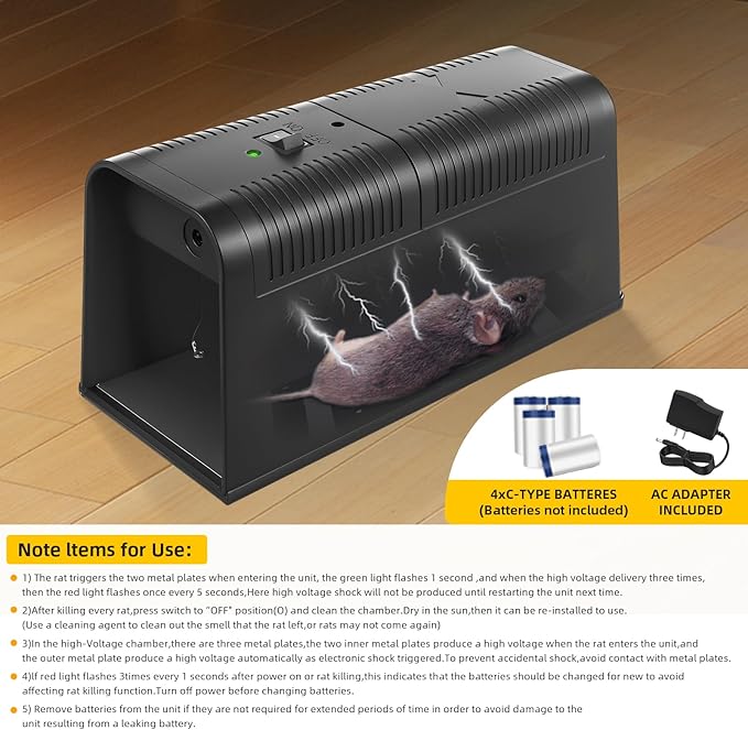 2026 Upgraded Electric Mice Trap Rat Traps Electronic Mouse Traps Zapper, High Voltage No-Touch Rodent Zapper Indoor for Home, Living Rooms, Kitchens, Garages, Reusable Rat Trap Electric Shock(2Pack)