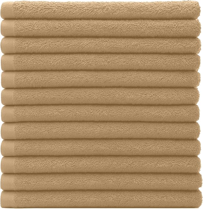 DAN RIVER Kitchen Bar Mops,Pack of 12,16 by 19 Inches,100% Cotton Super Absorbent,Multi-Purpose Cleaning Towels for Home and Kitchen Bars-Tan
