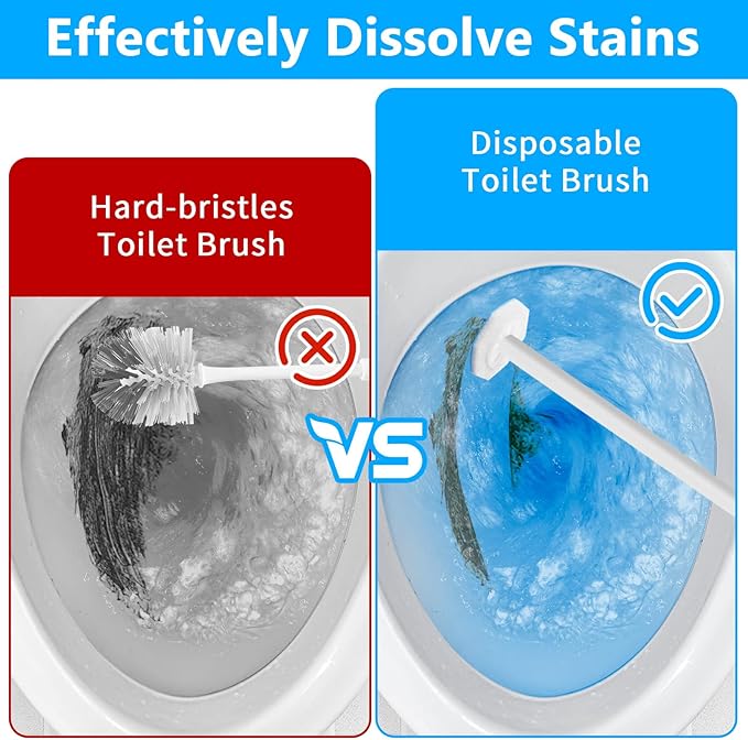 Kifmurase 100 Pcs Toilet Wand Refills Disposable Toilet Brush Replacement Heads, Disposable Sponge Refill Heads Household Cleaning Bathroom Cleaners Compatible with Most Toilet Brushes