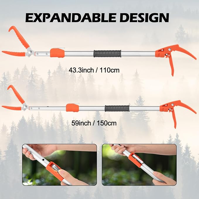 Kalkal Snake Grabber Tool, 62” Professional Aluminum Alloy Telescopic Rattle Snake Tongs, Reptile Grabber Snake Catcher Wide Jaw Handling Tool with Lock