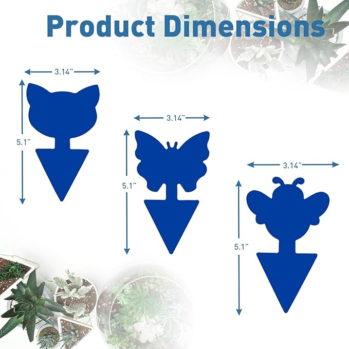 48 Pack Fruit Fly Traps for Indoor Outdoor, 3 Shapes Blue Sticky Bug Traps, Double-Side Fungus Gnat Killer for Houseplants, Mosquitos, Flying Insects