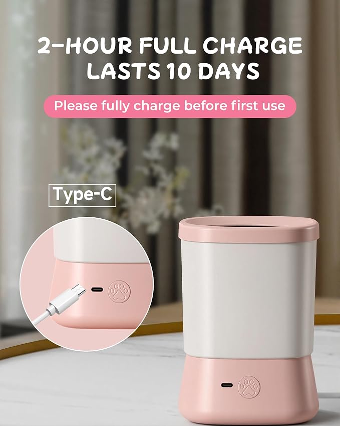 Electric Dog Paw Cleaner for Dogs,2 Speeds Automatic Dog Foot Paw Washer for Small Medium to Large Cat Dog Pet (Pink)