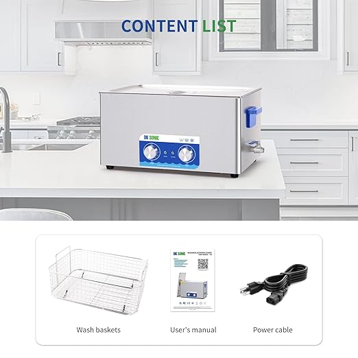 DK SONIC Ultrasonic Cleaner,22L 480W Sonic Cleaner with Heater&Mechanical Timer,Ultrasonic Carburetor Cleaner for Cleaning Gun,Engine,Carburetors,Chains(Include Basket)