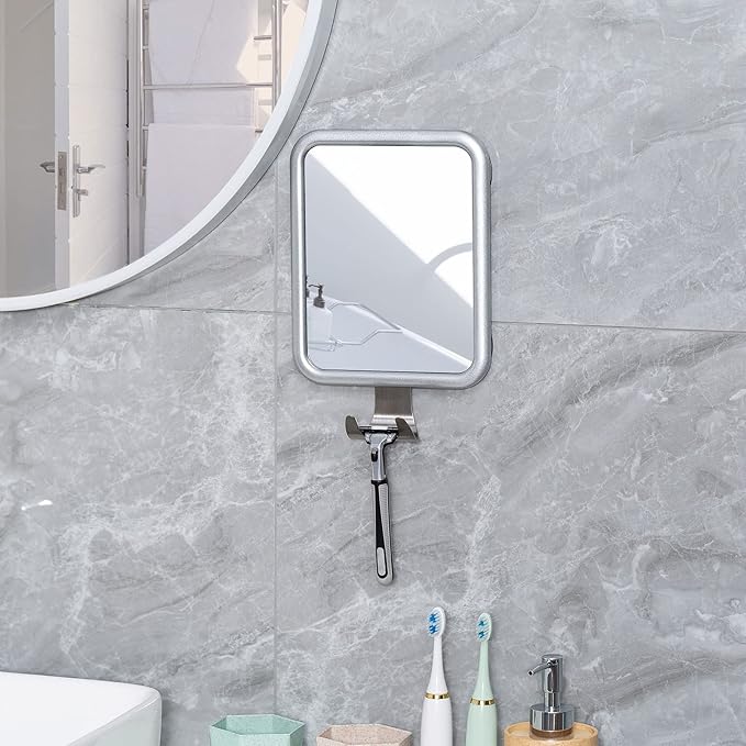 Shower Squeegee for Glass Doors 10 Inches Stainless Steel Squeege for Window and Car, 4 Suctions Shower Mirror