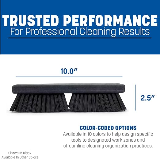 SPARTA Plastic Floor Scrub Brush, Brush Head Only, Deck Brush with ACME Standard Thread Fitting for Deck, Industrial Kitchens, and Hospitals, 10 Inches, Orange, (Pack of 6)