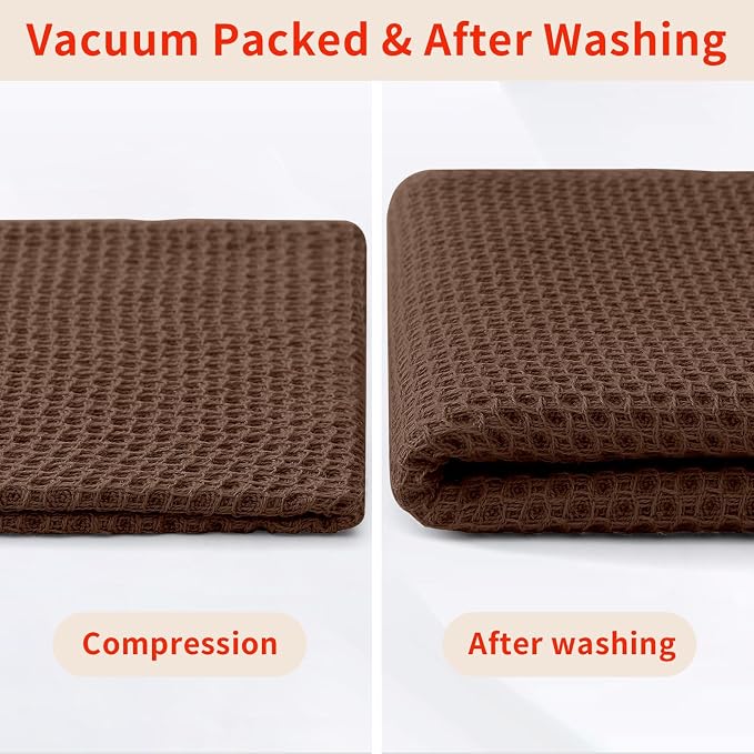 Homaxy 100% Cotton Waffle Weave Kitchen Dish Cloths, Ultra Soft Absorbent Quick Drying Dish Towels, 12 x 12 Inches, 24-Pack, Coffee