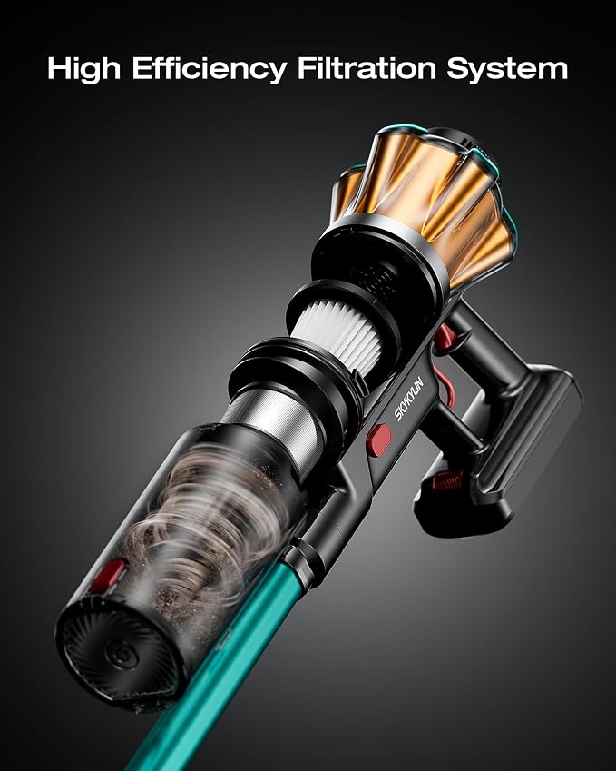 Cordless Vacuum Cleaner, 55Kpa 650W Stick Vacuum with Hurricane Mode, 70-Min Runtime, Anti-Tangle Brush, Self-Standing, LED Display, Cordless Vacuum for Pet Hair, Carpet & Hard Floor, car
