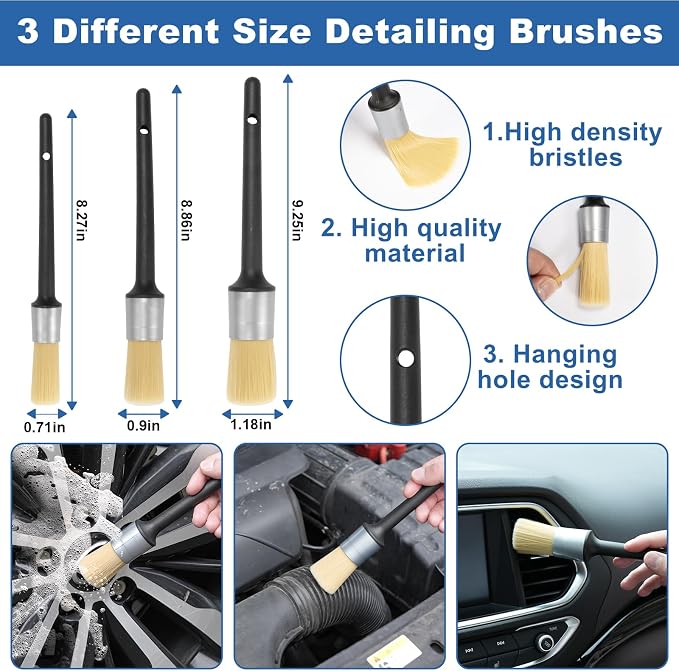 Car Cleaning Kit with High Power Handheld Vacuum, Car Wash Mop with Long Handle, Bucket, Detailing Brush Set, Windshield Cleaner, Complete Interior Exterior Washing Supply for Men Women